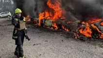 Rescuer at the site of a strike on Kyiv on September 15 / Photo: State Emergency Service