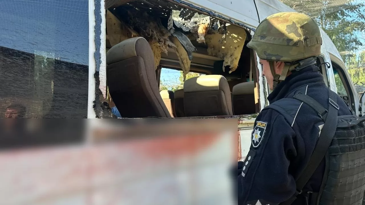 FPV-дрон попал в крышу маршрутки на Никопольщине / Фото: НПУ