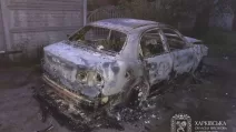 Дотла сгоревший автомобиль в результате российской атаки / Фото: Олег Синегубов/Харьковская ОГА
