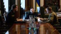Евгений Хмара, Владимир Зеленский, Михаил Драпатый / Фото: t.me/V_Zelenskiy_official