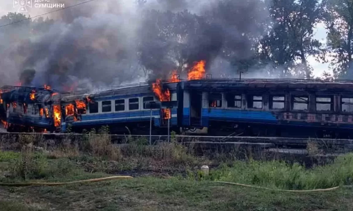 Russian drones attacked a commuter train in the Sumy region / Illustrative photo: State Emergency Service of Ukraine