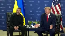 Владимир Зеленский и Дональд Трамп во время встречи перед журналистами в Нью-Йорке / Фото: Скриншот