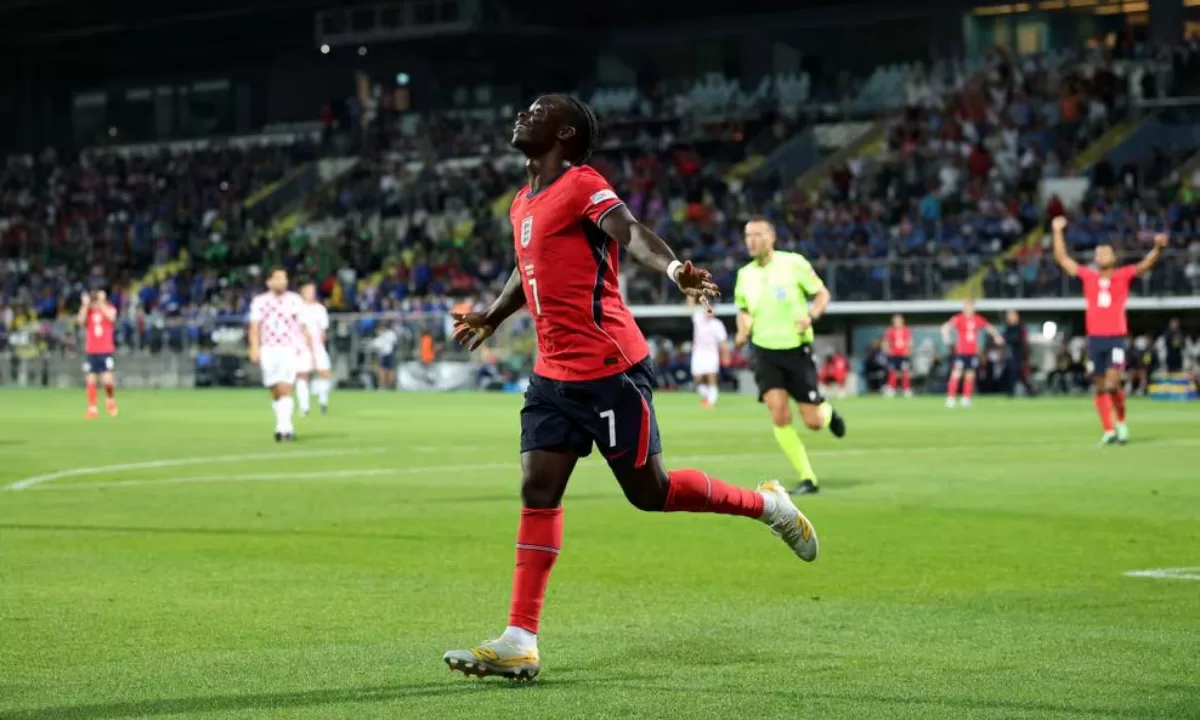 Букайо Сака празднует гол в ворота Хорватии / Фото: UEFA