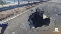 Damage to the road surface of Kyiv's North Bridge / Photo: hromadske