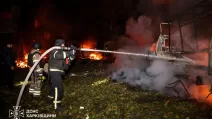 Ликвидация пожара на месте удара РФ по Харькову / Фото: ГСЧС