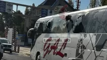Damaged bus at the Moldovan border / Photo: t.me/Sila_GO