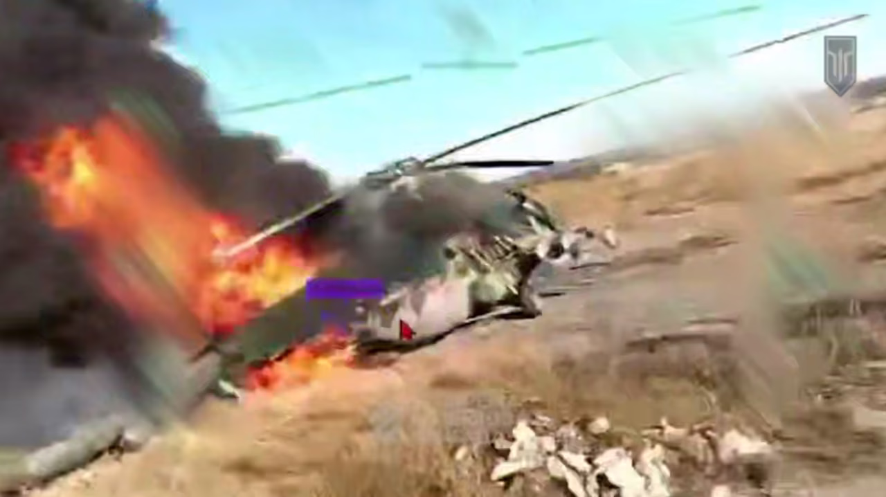 Уничтоженный российский Ми-8 / Скриншот
